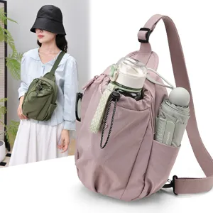 Women Nylon Crossbody Chest Bag Small Multi Pocket Waterproof Phone Shoulder Bag For Travel Casual Daily Purse