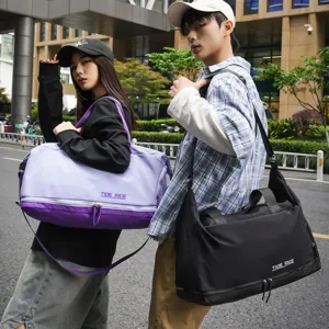 Grande borsa da viaggio con scomparto scarpe separazione asciutto bagnato sport fitness yoga
