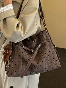 Dames Canvas Polka Dot Streep Grote Capaciteit Rugzak Tote Schoudertas Mode Dagelijks Reizen Multi-Way Draagtas