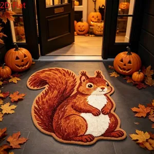 Cartoon squirrel shaped floor mat, anti-slip cute bedroom rug and cozy bathroom absorbent mat.