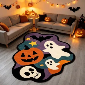 Halloween Cartoon Irregular Shape Rug For Living Room Bedroom Non-slip Soft Fluffy Floor Mat