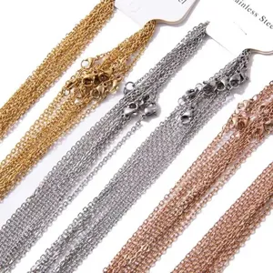 Détails d'accessoires de bijoux en chaîne croisée en acier inoxydable, plusieurs couleurs.