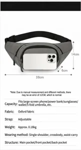 Waterproof multi-layer nylon waist bag casual chest bag fashion fanny pack for men