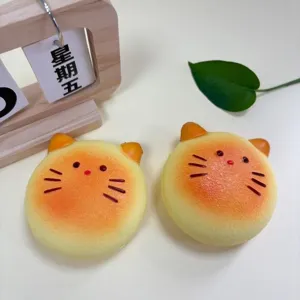 Cute cat squishy bread slow rebound stress relief toy soft decompression sensory toy 2pcs