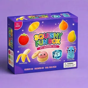 SQUISHY FUN BOX 9-piece sensory toy set, cute stress relief squishies for kids and teens ages 14+