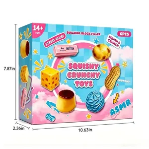 6pcs squishy crunchy stress relief toys gift box set cute sensory decompression items.