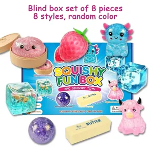 8 pieces blind box sensory toys set decompression squishy cute animals random color gift