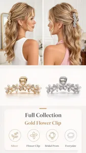 Elegant pearl and rhinestone flower hair claw clips for women daily styling hair accessories