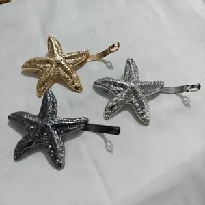 Metal starfish hair clips set of 3 gold silver hair barrettes elegant hair styling accessories