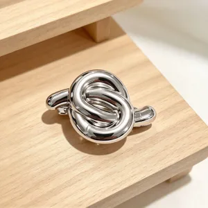 Fermaglio per capelli a nodo in metallo argento molla elegante accessorio per styling
