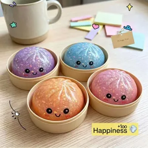 Carino Espressione Polvere d'Oro Pectina Panino Simulazione Decompressione Rimbalzo Lento Vaporiera Squishy Giocattolo Giocattolo Antistress