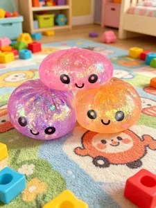 Simpatico giocattolo antistress con glitter a forma di raviolo a rimbalzo lento e morbido.
