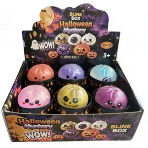 Scatola misteriosa di Halloween giocattolo antistress, simpatico design di zucca e bulbo oculare.