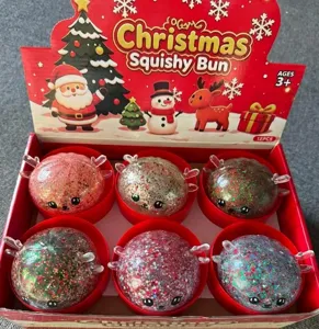 Scatola Regalo Giocattolo Antistress Squishy Bun Glitter di Natale Sensoriale Novità