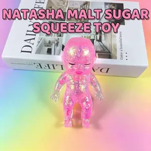 Detailed view of the pink glitter baby squeeze toy, soft slow rebound stress relief toy.