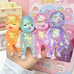 Glitter Squeeze Doll Sensory Toy Stress Relief Cute Figure Soft Decompression Toy