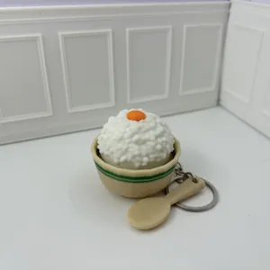 Mini Reisschüssel Schlüsselanhänger Süßes Essen Taschen Anhänger Ring für Damen Kinder