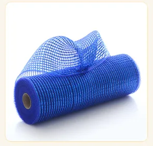 Blue Poly Mesh Ribbon Roll for Christmas Tree Wreath Decor Holiday Party Crafting DIY Art