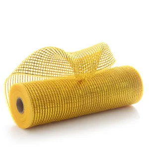 Gold deco mesh ribbon roll for Christmas tree decoration floral wreath holiday party crafts supply