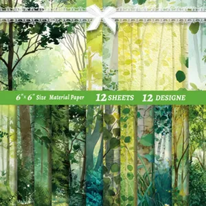Scrapbook material paper pack, forest nature design, 6x6 inch DIY decorative background paper.