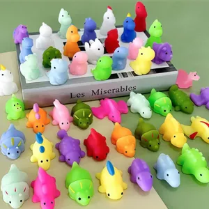 Cute mini dinosaur squeeze toys set, soft stress relief animal figures for kids and gifts.