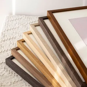 Marco de fotos de madera maciza para colgar en pared arte boceto expositor con paspartu.