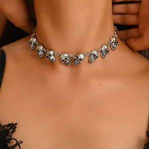 Gotische punk doodskop choker ketting voor heren en dames, vintage metalen sieraden.