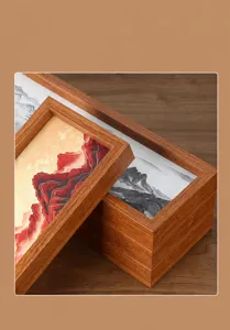 Vista detallada de marco de pintura de arena en movimiento 3D de estilo chino moderno.