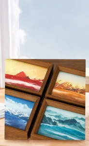 Dynamic sand art liquid motion wooden frame landscape desktop decor creative gift display 1pc