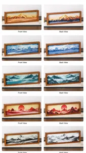 Pintura de arte de arena dinámica 3D de estilo chino moderno con marco de madera decoración.