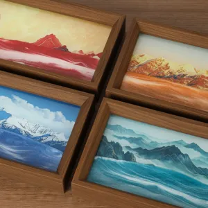 3D Dynamic Sand Art Picture Mountain Scenery Desktop Decoration Office Living Room Decor