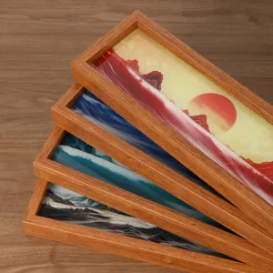 Cuadro arte arena dinamica marco atardecer montana paisaje decoracion escritorio regalo