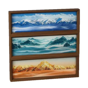 3D Moving Sand Art Picture Deep Sea Sandscape Desktop Ornament Sunrise Home Decor.