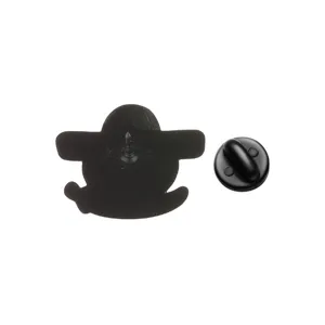 Metal skull lapel pin back view with rubber clutch, Day of the Dead style accessory.