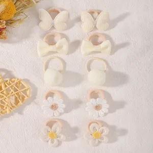 Cute baby hair ties set toddler hair bands floral bow small rubber bands for girls 10pcs