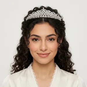Crystal rhinestone tiara crown for women bridal wedding birthday party hair accessories