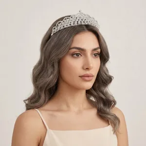Vintage Palace Style Rhinestone Crown Tiara For Bride Wedding Prom Birthday Party Queen Luxurious Alloy Headpiece For Women
