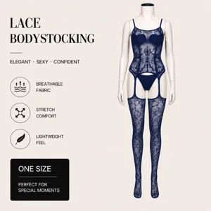 Bodystocking en dentelle pour femmes, lingerie sexy transparente, respirant, taille unique.