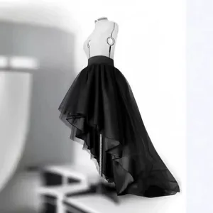 Black high low tulle skirt women irregular mesh gothic style maxi skirt elegant aesthetic