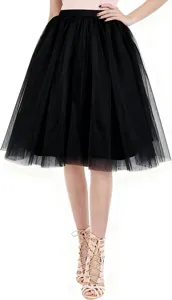 Details of black tulle tutu skirt, witch costume skirt for Halloween party and cosplay events.