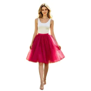 Women high waist tutu tulle skirt solid color fluffy mesh petticoat adult party wear