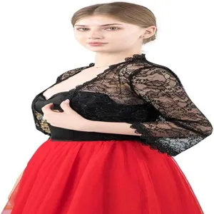Women short black lace bolero shrug sheer open front cardigan summer elegant stylish cover up