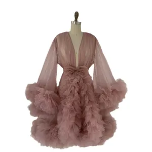 Femme robe tulle volants maternité photographie robe courte résille vêtements nuit vue principale