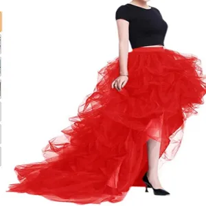 High waist mesh tutu skirt for women, long fluffy tiered tulle skirt for evening party.