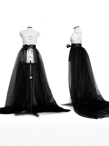 Schwarze Tüll lange Schleife Schleier Hochzeit Fotografie Haarschmuck Rock schön