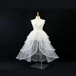 Weißer mehrlagiger Tüll Rock Damen elegante transparente rüschen Unterrock Mode Kleidung