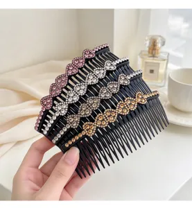 Rhinestone hair comb set, elegant insert comb for women, sparkling crystal hair side clip for styling and daily wear.