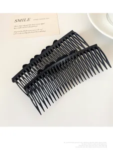 Black plastic hair comb double insert rhinestone hair clip versatile styling accessory