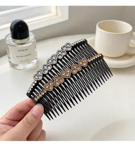 Glanzende strass dubbele haarkam voor vrouwen, elegante kristallen steekkam voor pony styling.