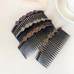 Elegant rhinestone hair comb set, black side comb with sparkling crystals for stylish hair styling.